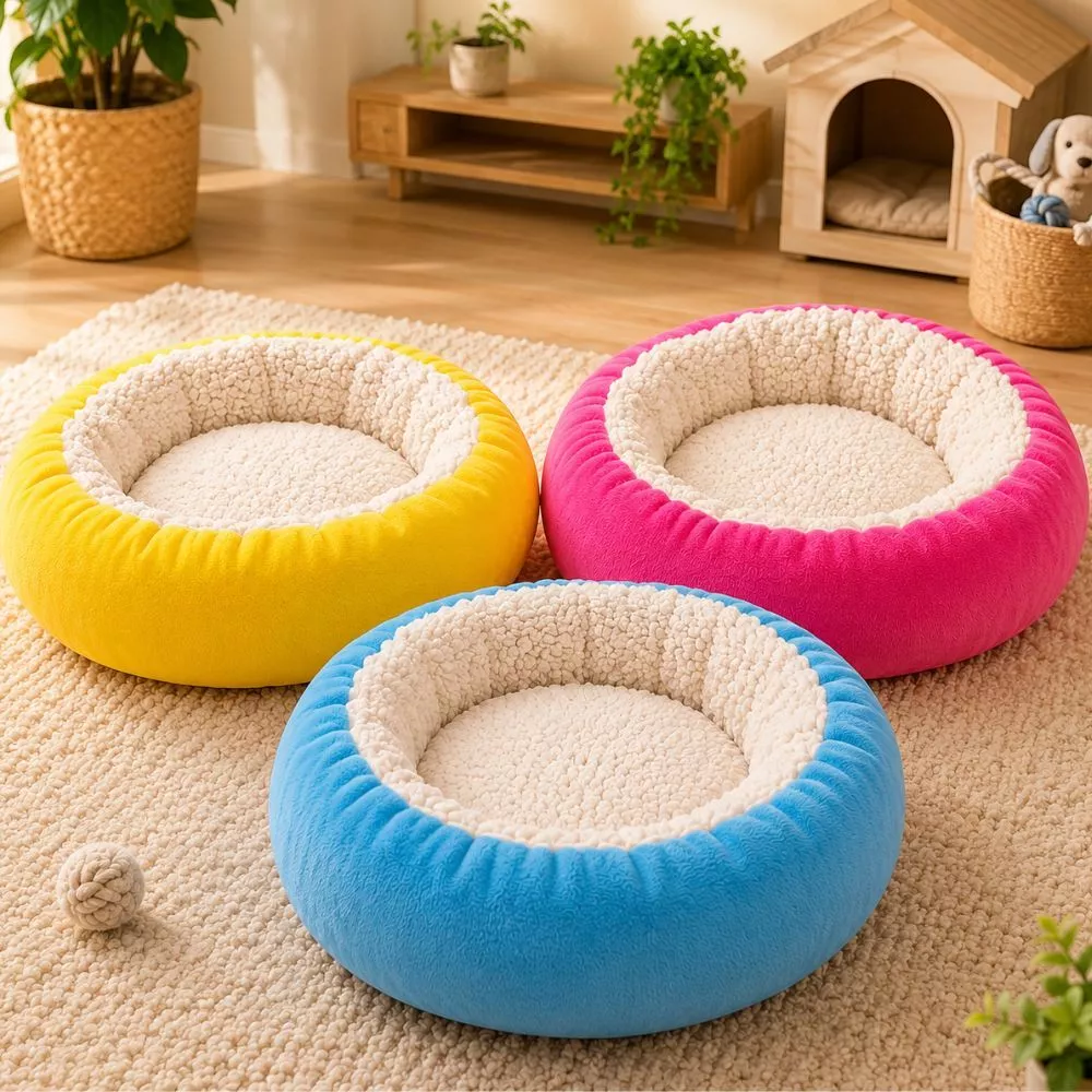 Caminha Redonda Pets Sherpa para Cães e Gatos Macia Quente Confortável Cama Pet Inverno Tamanhos P , M e G