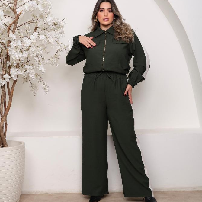 Conjunto Feminino Confortável e Estiloso Alfaiataria Jaqueta Calça Moda Femenina Casual