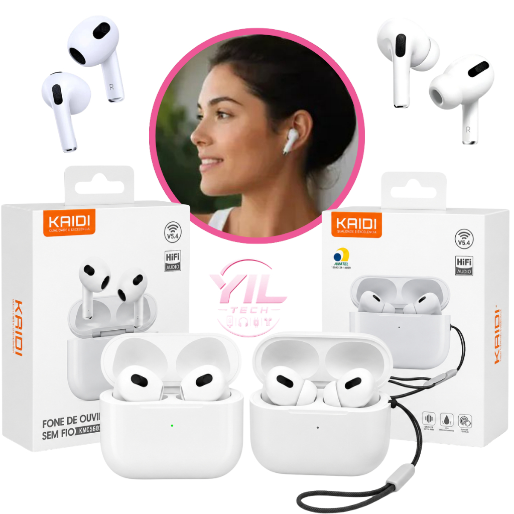 Fone de Ouvido Sem Fio Bluetooth Original Kaidi Knc5602 e Knc5603 com Cancelamento de Ruído