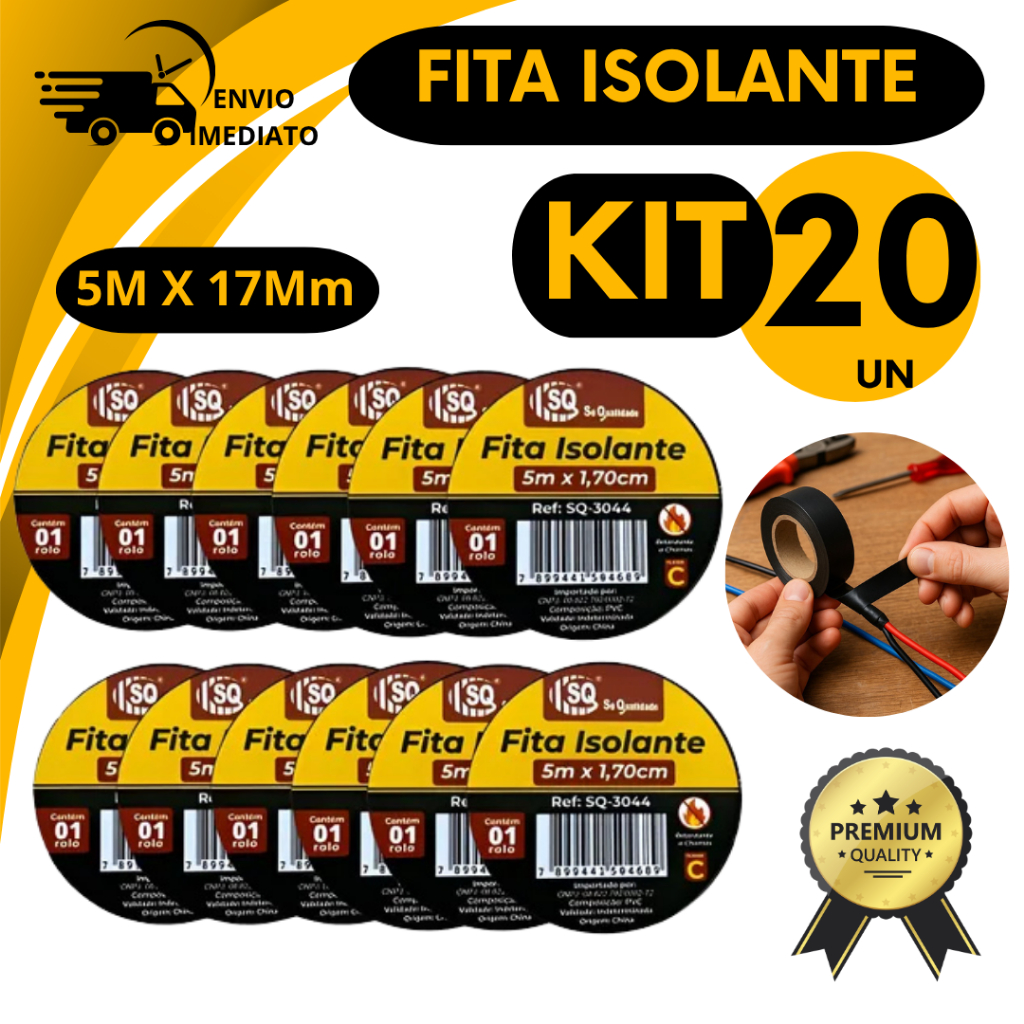 Kit Fita Isolante 5 Metros X 17Mm Para Fios e Reparos Antichama Industrial