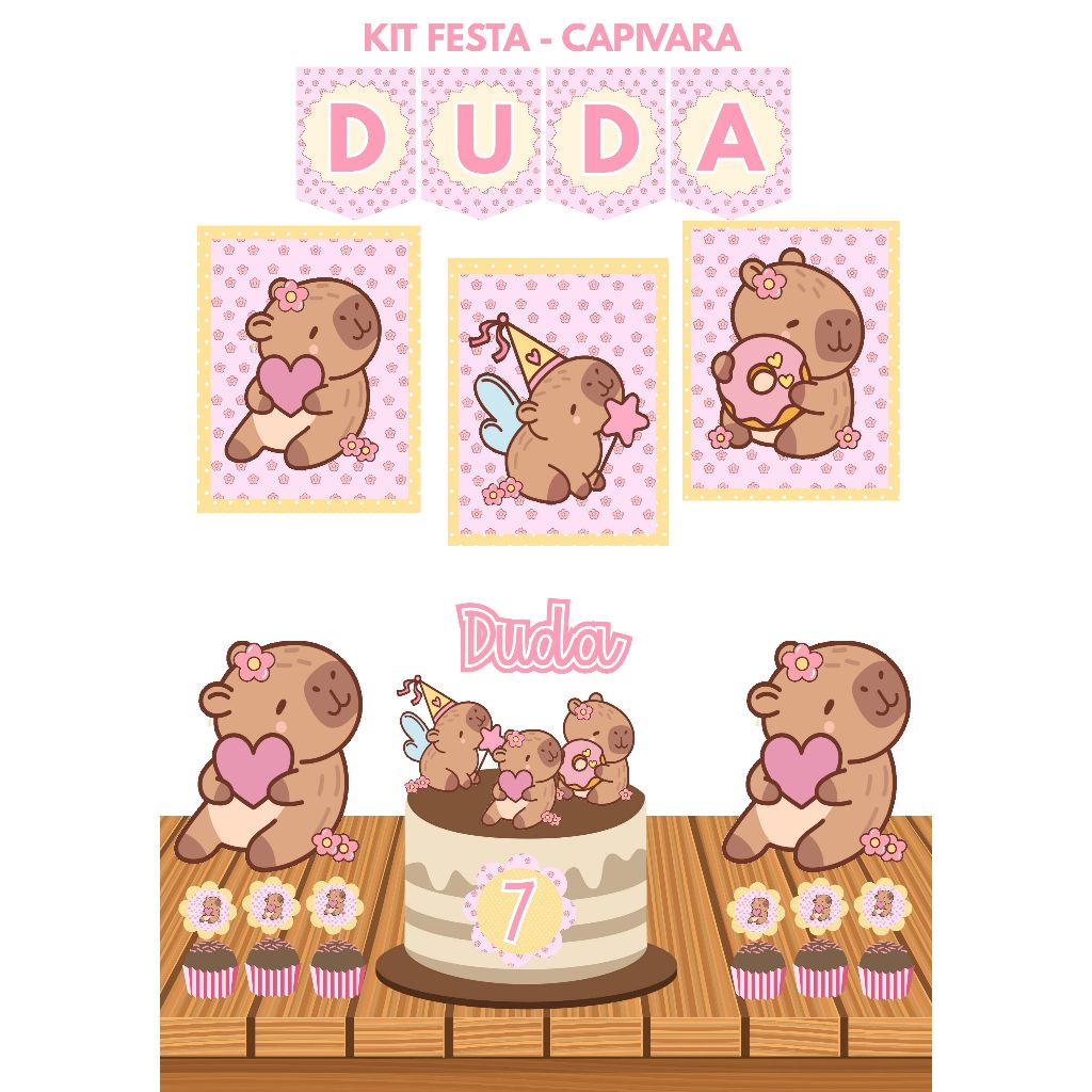 Kit só um bolinho CAPIVARA, festa CAPIVARA - lembrancinhas personalizadas, decoração aniversário, MESVERSÁRIO