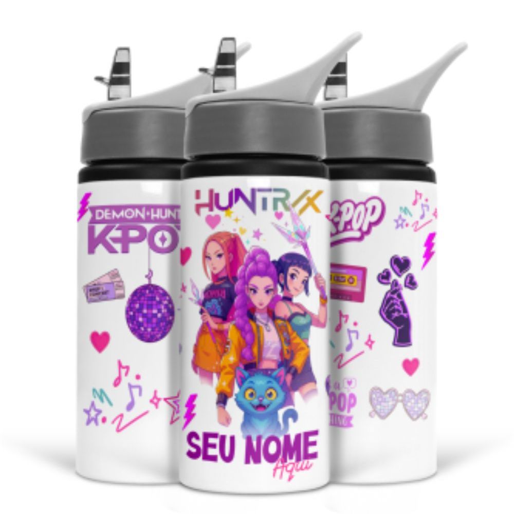 Garrafa Squeeze Aluminio Guerreiras Do Kpop Huntrix