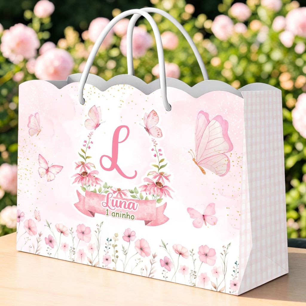 Sacolinha Nuvem Personalizada Jardim Encantado Borboletas Lembrancinha Festa Infantil