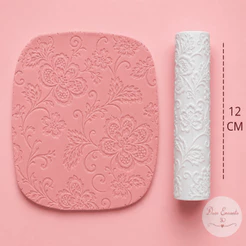 Rolo Texturizador Floral Arabescos – 12 cm para Fondant, Biscuit e Pasta Americana