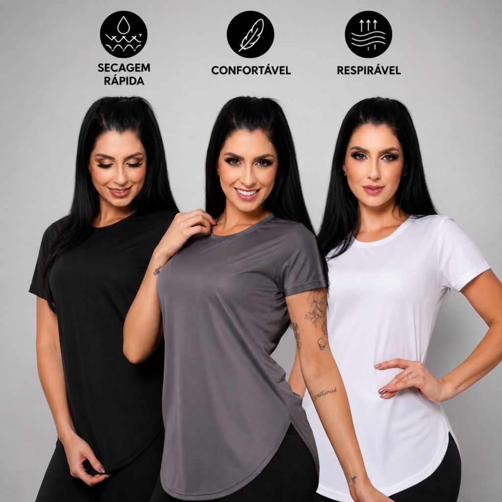 Kit 2 Blusas Feminina respirável Academia Dry-Fit Musculação  Caminhada camiseta tapa bumbum Anti Suor, Anti Odor