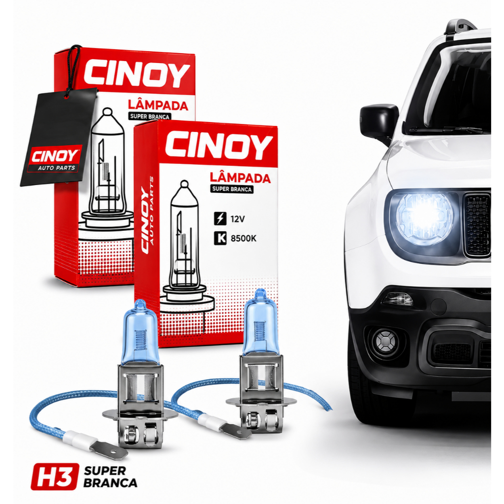 Par Lâmpada H3 Farol Super Branca 12V 55W selo INMETRO Envio Rapido