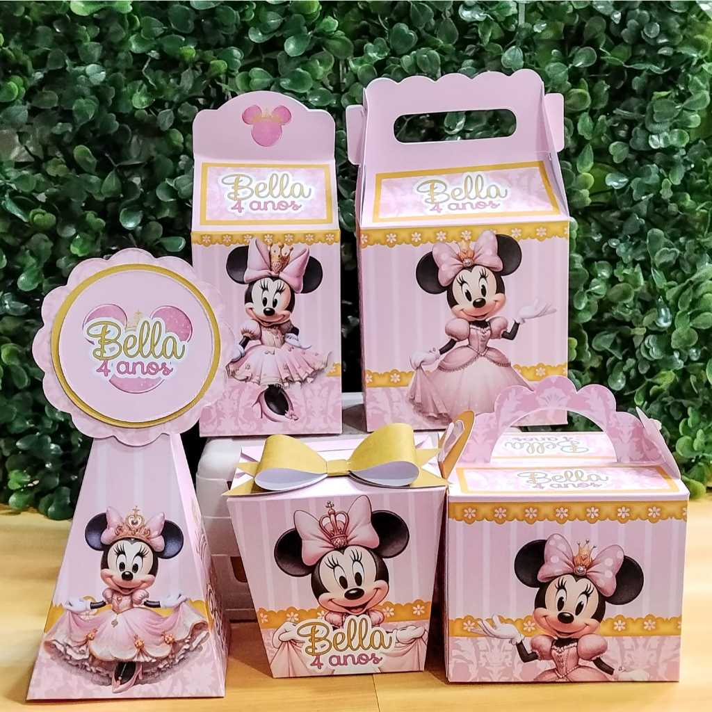 Caixinhas Minnie Realeza Rosa Personalizadas Lembrancinhas Festa Infantil Minnie Princesa