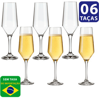 Kit 6 Taças Champanhe Cristal Espumante Vidro Cristalino 186ml Buffet Eventos e Casamentos Champagne