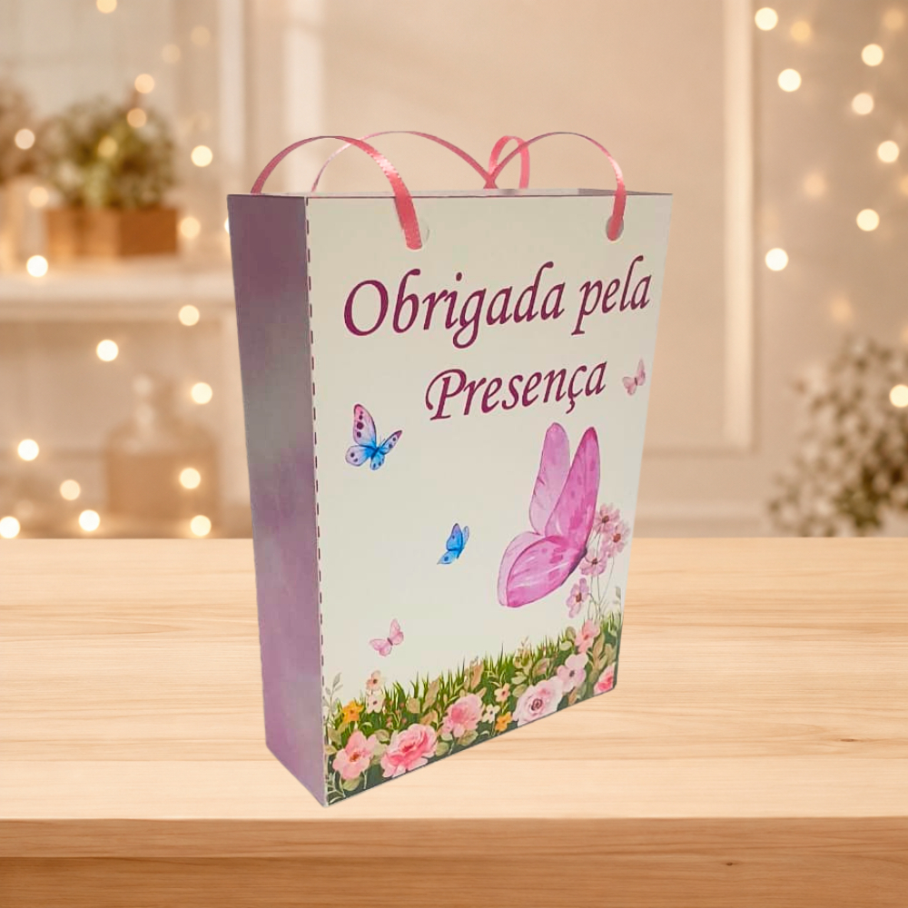 Kit10 á 30 Sacolinha Pequena Personalizada Tema Jardim Encantado Borboleta Festa Infantil