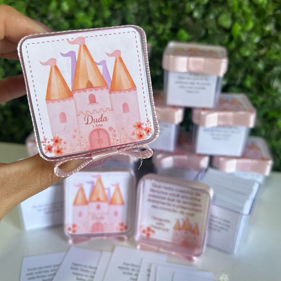 Kit Lembrancinha Castelo Princesa Caixinha de Bençãos Versículos Personalizada Festa - Qualquer tema