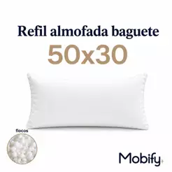 Refil enchimento Almofada Baguete 50x30cm flocos de espuma
