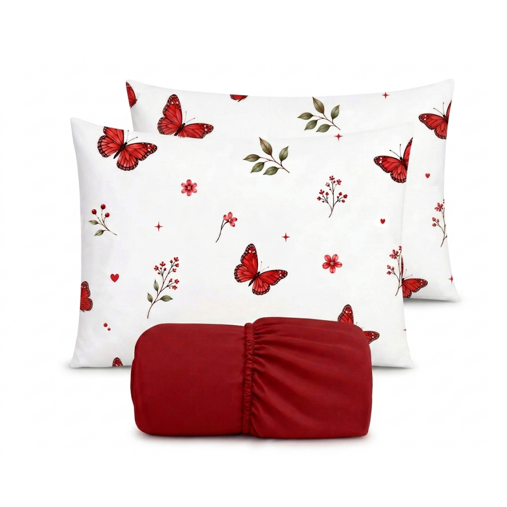 Jogo de lençol de algodão de casal para cama box padrão e queen com fronhas estampadas de elástico