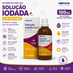 Solução Iodada 0,1% 100ml Uniphar Antisséptico Para Pele Uso Externo