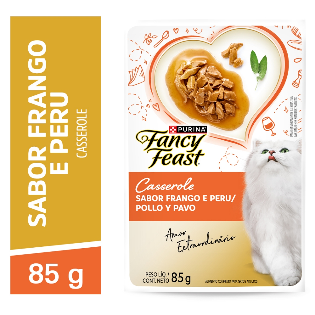 Ração Úmida Fancy Feast Casserole Gatos Adultos Frango e Peru 85g