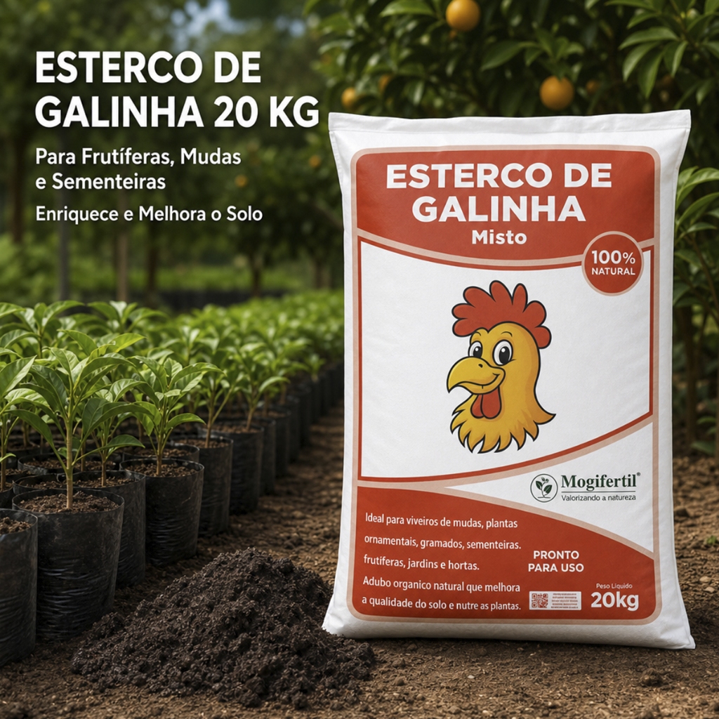 Adubo Orgânico Esterco de Galinha para Horta Jardim Gramado Mudas Vasos Plantas Frutíferas 1kg a 4kg