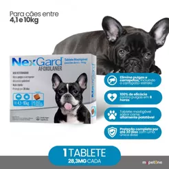 NexGard 28,3 mg para Cães de 4,1 a 10 Kg - 1 Tablete