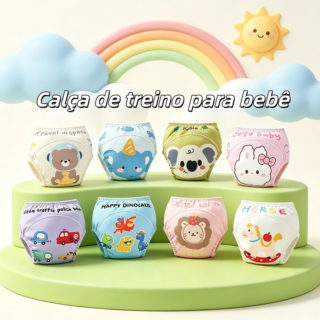 Calça De Treinamento Infantil Impermeável E Reutilizável Para Desfralde Com Algodão Macio E Alta Absorção