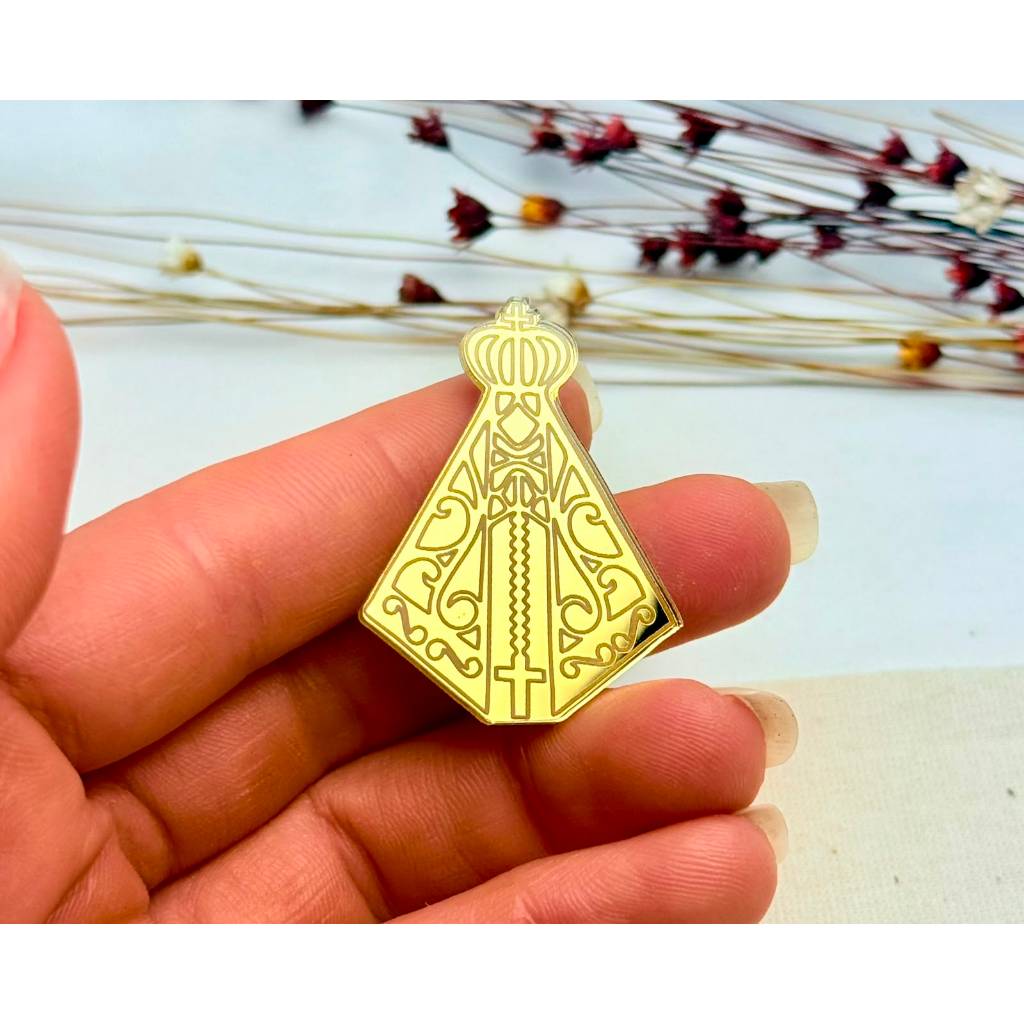 10 | 20 | 30 Tag Apliques Acrílico Espelhado Personalizado Nossa Senhora 4cm Lembrancinha Religiosa Batizado Comunhão