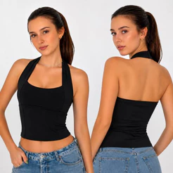 Blusa Cropped Top Halter Feminina Frente Única blusa Costa Nua