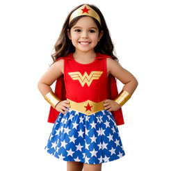Mulher Maravilha Infantil com Acessorios Festa Heróis
