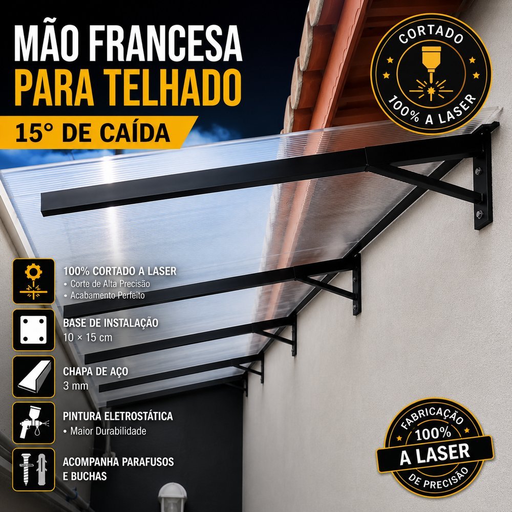 Mão Francesa Suporte Para Telhado Kit 08 peças