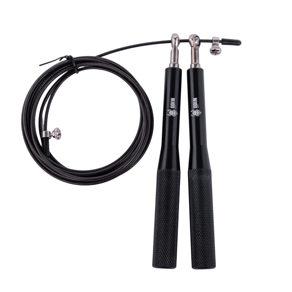 Corda Profissional Cross Speed Rope Aluminio 2 Rolamentos Double Under Preta - Odin Fit