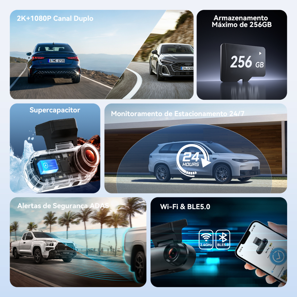 DDPAI N1 Pro Câmera Veicular 2K+1080P NightVIS ADAS Wi-Fi Bluetooth 5.0 Supercapacitor Monitoramento Estacionamento 24h — imagem 2 de 2