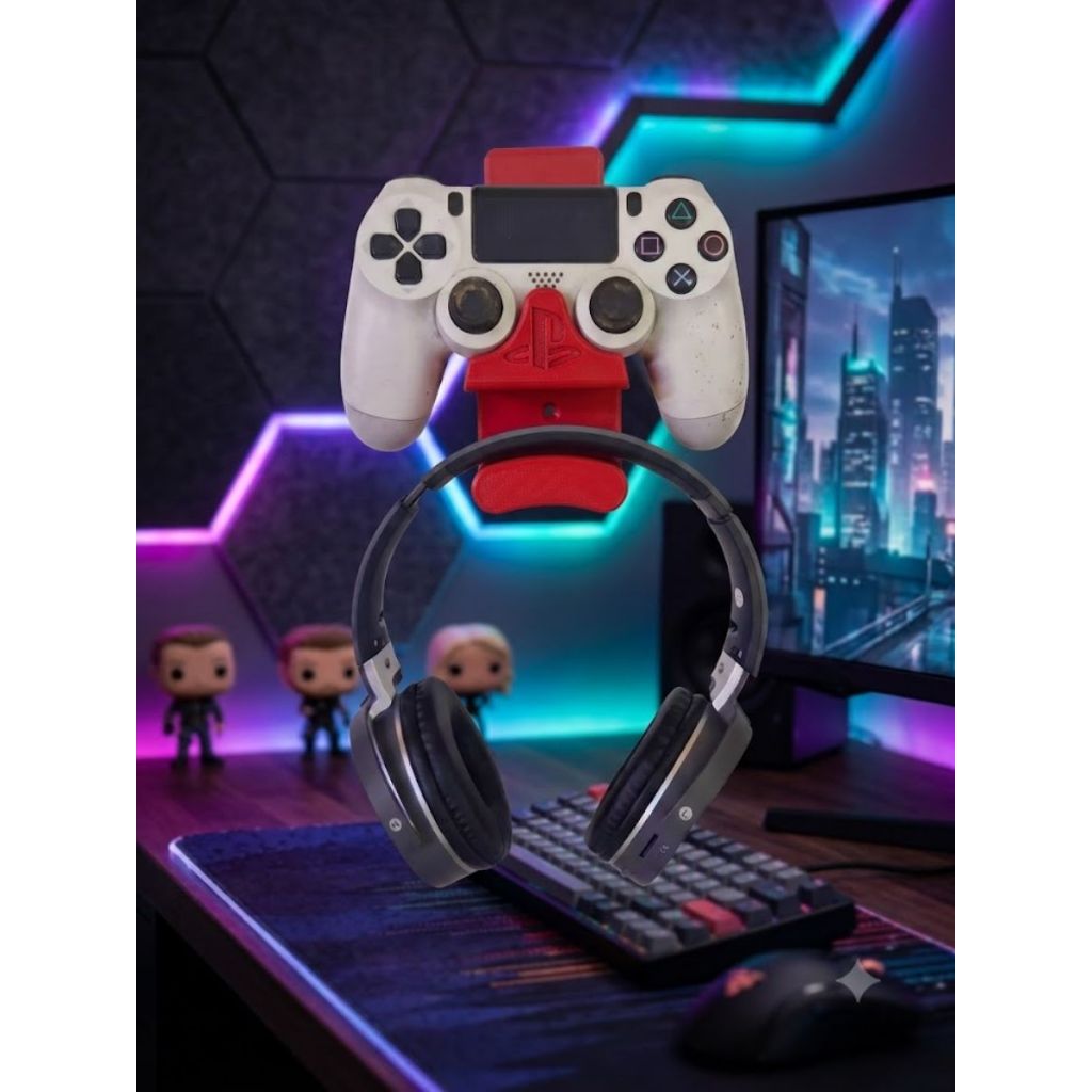 Suporte de Parede Gamer Pro para Controle PS5/Xbox Headset e Setup Gamer Nitro Setup