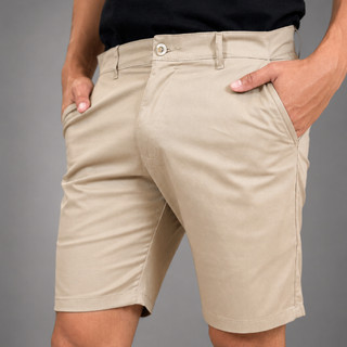 Bermuda Chino Slim Masculina Sarja Algodão Bolsos Sociais Direto de Fabrica Sport Fino Alfaiataria