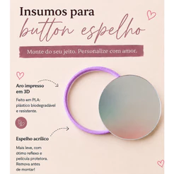 50 Aros Plásticos + 50 Espelhos Acrílicos para Bottons Espelho 58mm