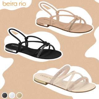 Sandália Rasteira Beira Rio Slide Napa Turim Pele Stretch