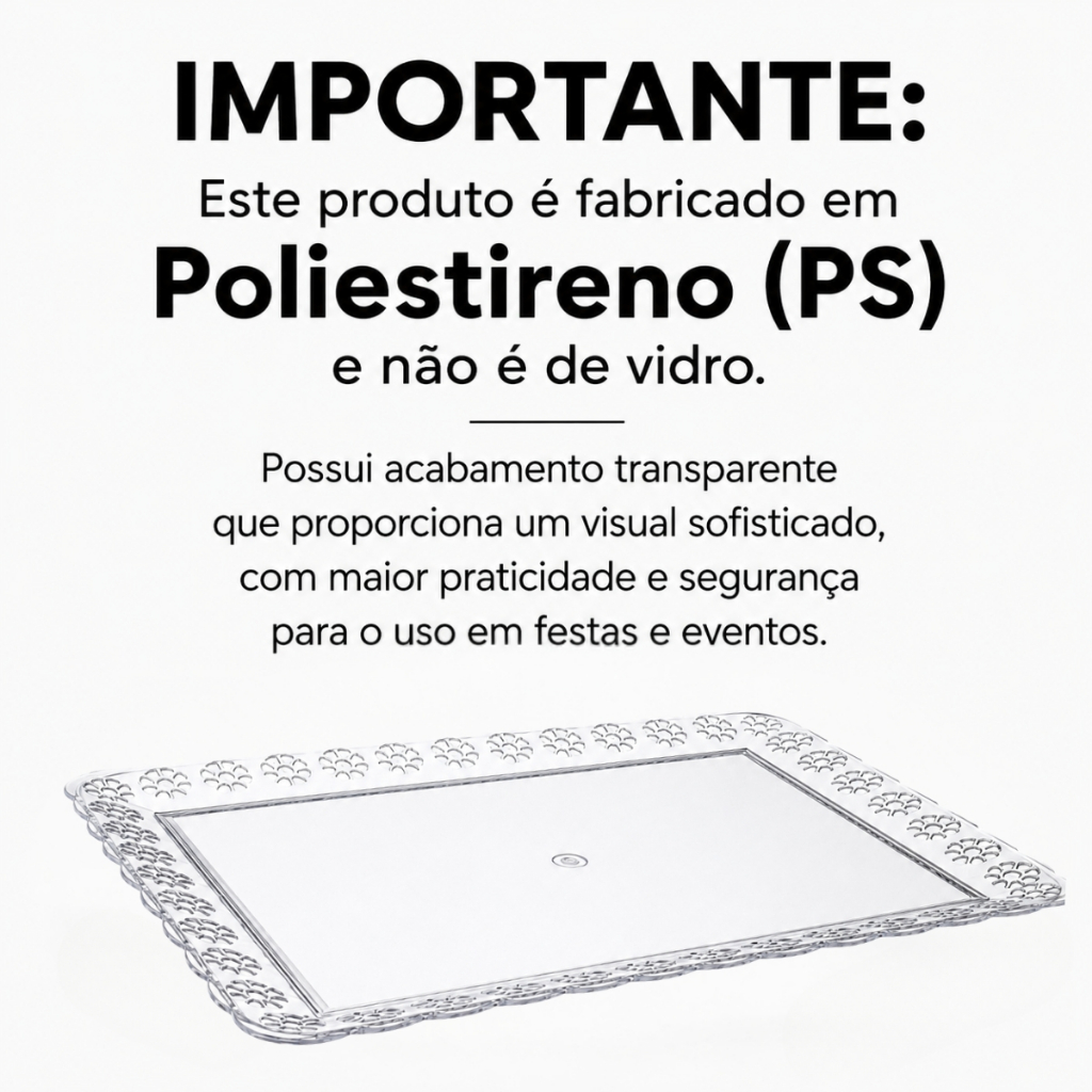 Bandeja Cristal Retangular 17x27CM Três Triângulos — imagem 2 de 2