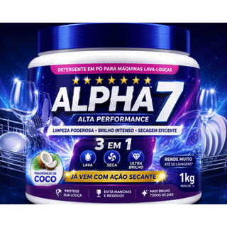 LAVA-LOUÇAS EM PÓ PARA MÁQUINA 1KG DETERGENTE- ALPHA 7 - CARBONATO AZUL
