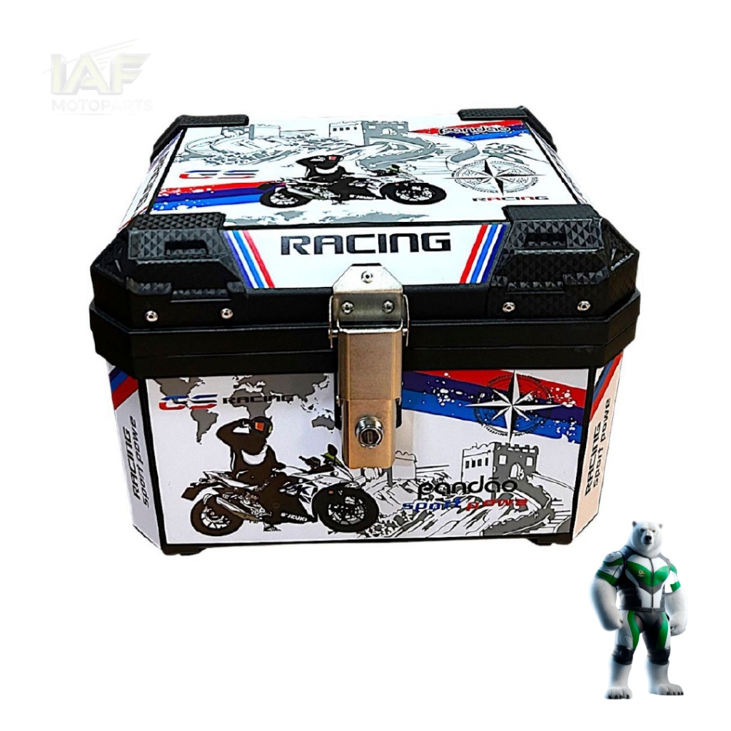 Baú Bauleto para Moto 45 litros Universal Base Kit Fixação Completo Trava Anti F