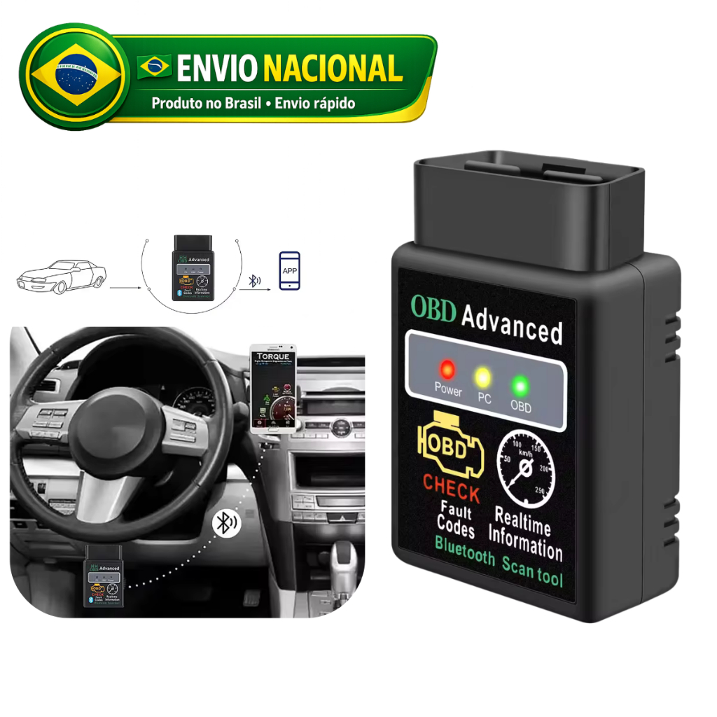 Scanner OBD2 BT, Leitor de Códigos de Diagnóstico Sem Fio Escaneamento Apagar Reiniciar Erros Painel