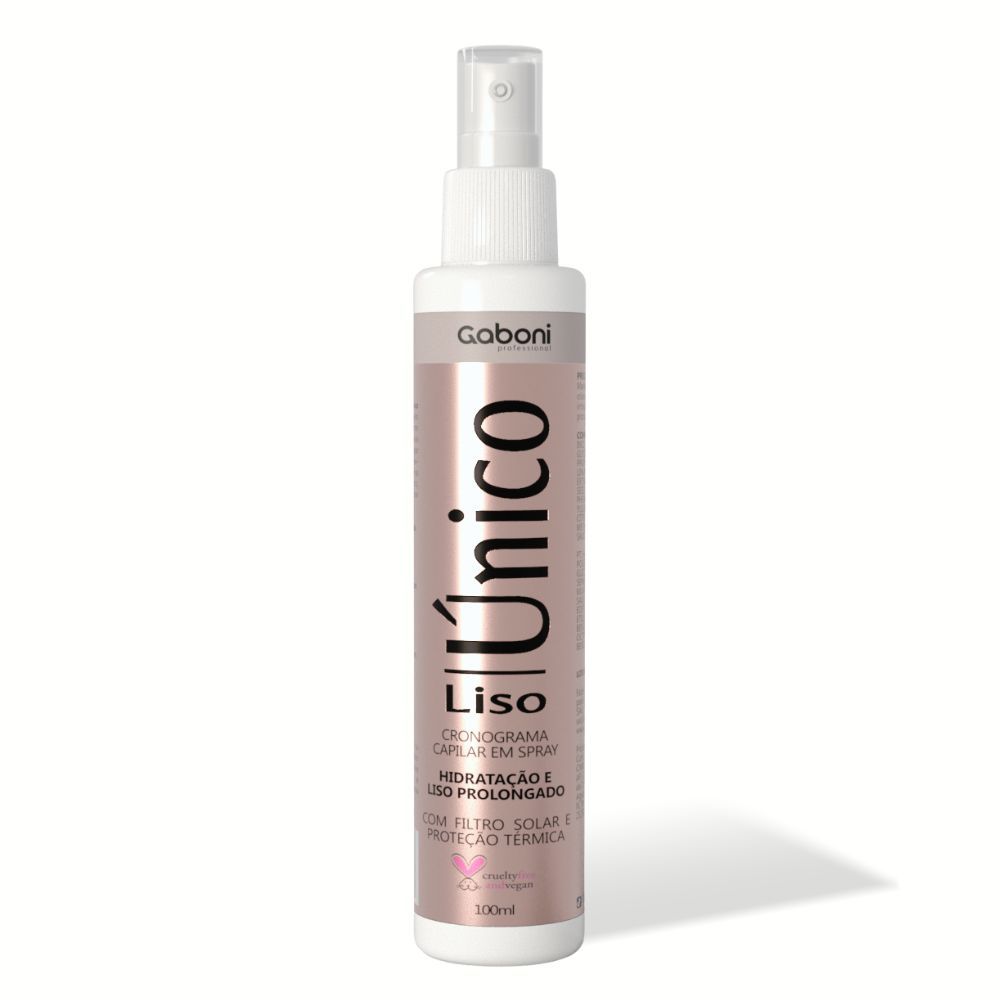 Spray Defrizante Protetor Térmico com Filtro Solar Liso Único 100ml Gaboni