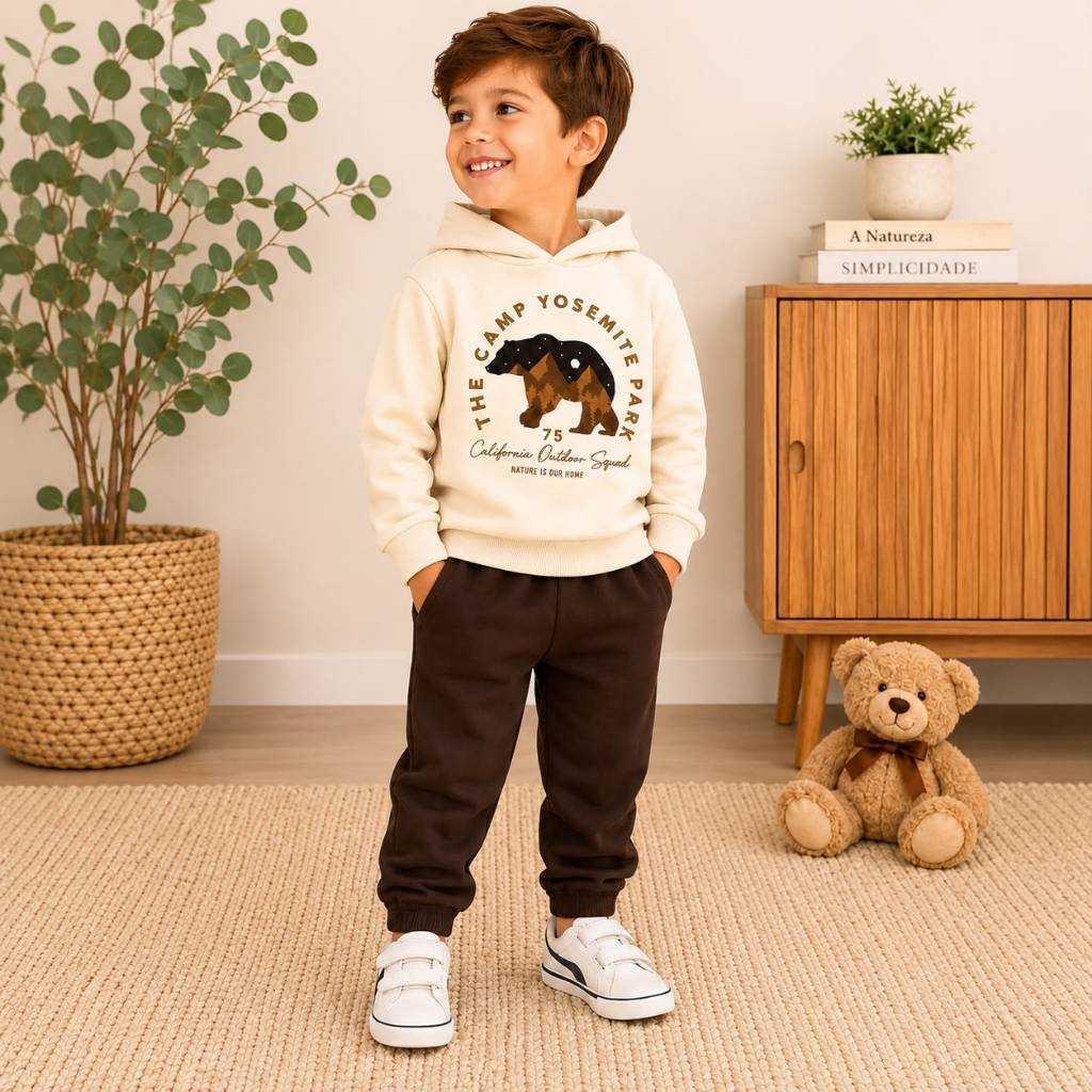 Conjunto Moletom Masculino Infantil com Capuz e Calça | Quentinho, Confortável e Estiloso