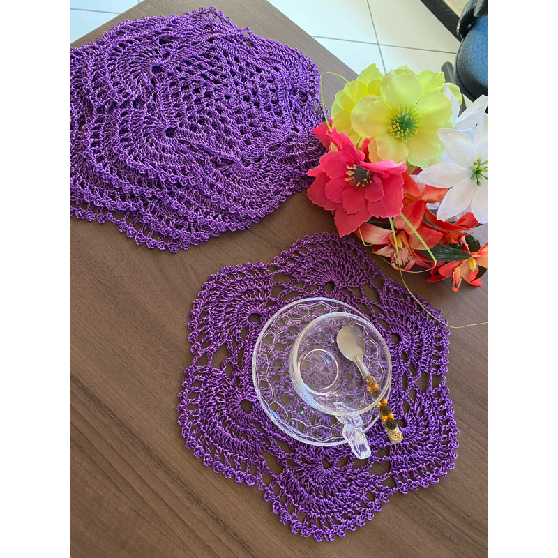 toalha de croche/toalhinhas feito com linha polipropileno /forrinhos de crochê-5 peças