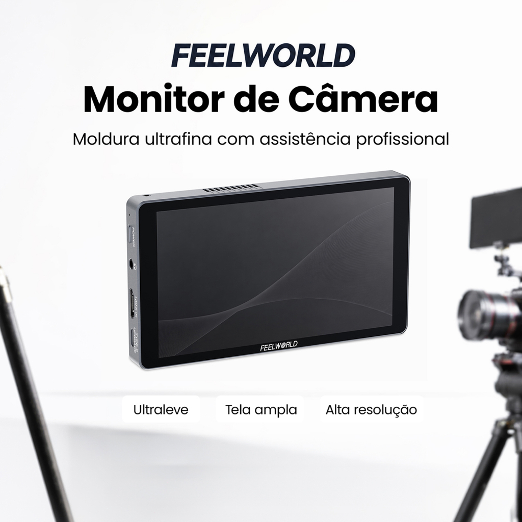 FEELWORLD Monitor de Câmera 6" Tela 1200nit Bateria Interna 4K HDMI para Filmage