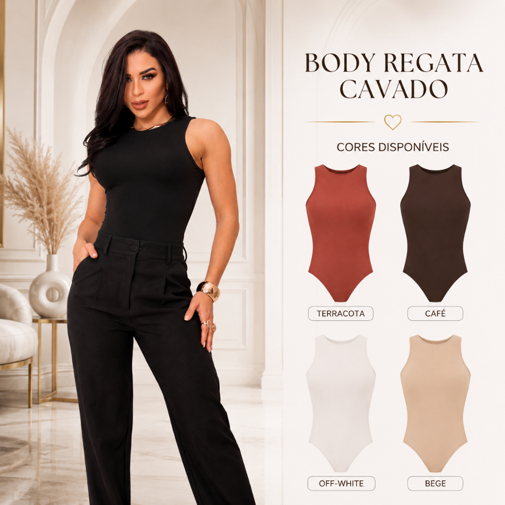 Body bory Feminino Regata Básico Suplex Lisa Blusa Moda Gringa Blogueira Sem Decote