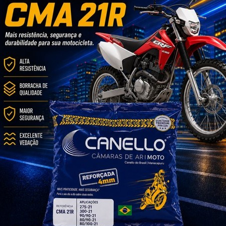 Câmara de Ar Canello Reforçada 4mm CMA 21R ARO 21 CRF 230 F TT-R 230 DR - Z 400 450/250 SX-F