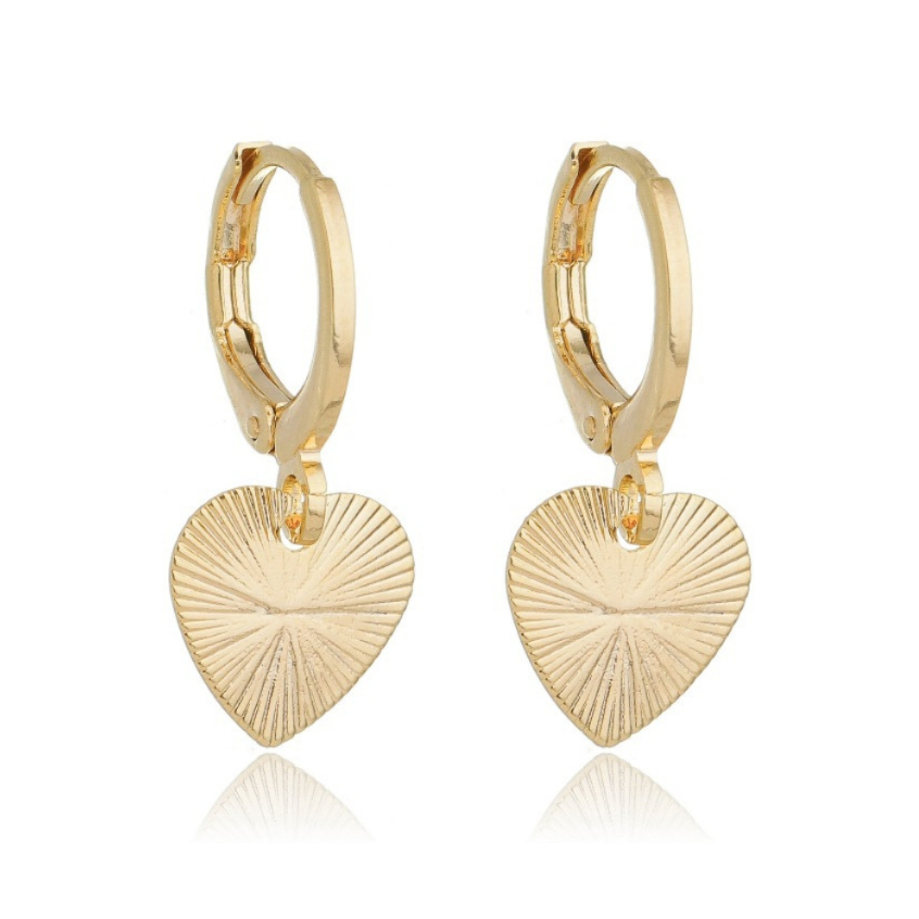 Brinco Argola de Click Banhado a Ouro 18k Coração Jateado — imagem 2 de 2