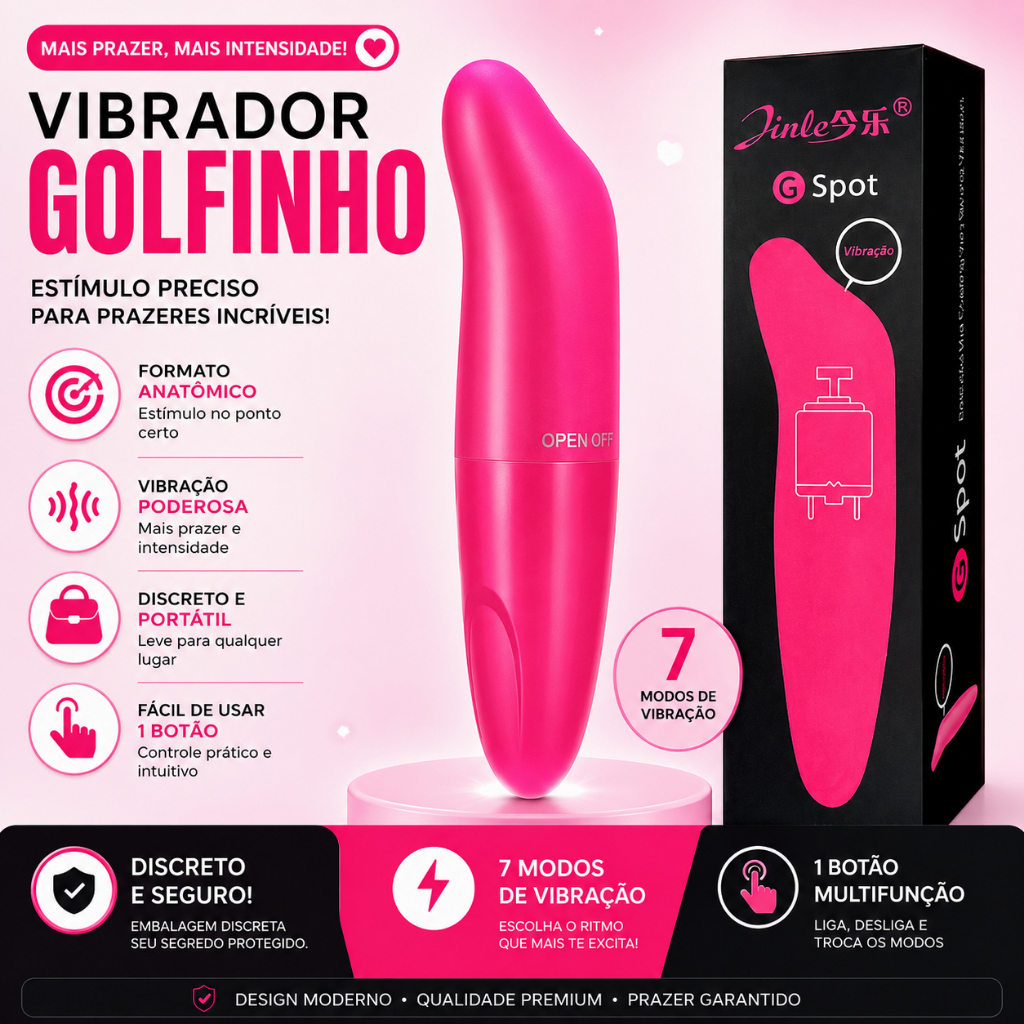 Vibrador Feminino Golfinho Ponto G Pequeno Discreto Toque Suave