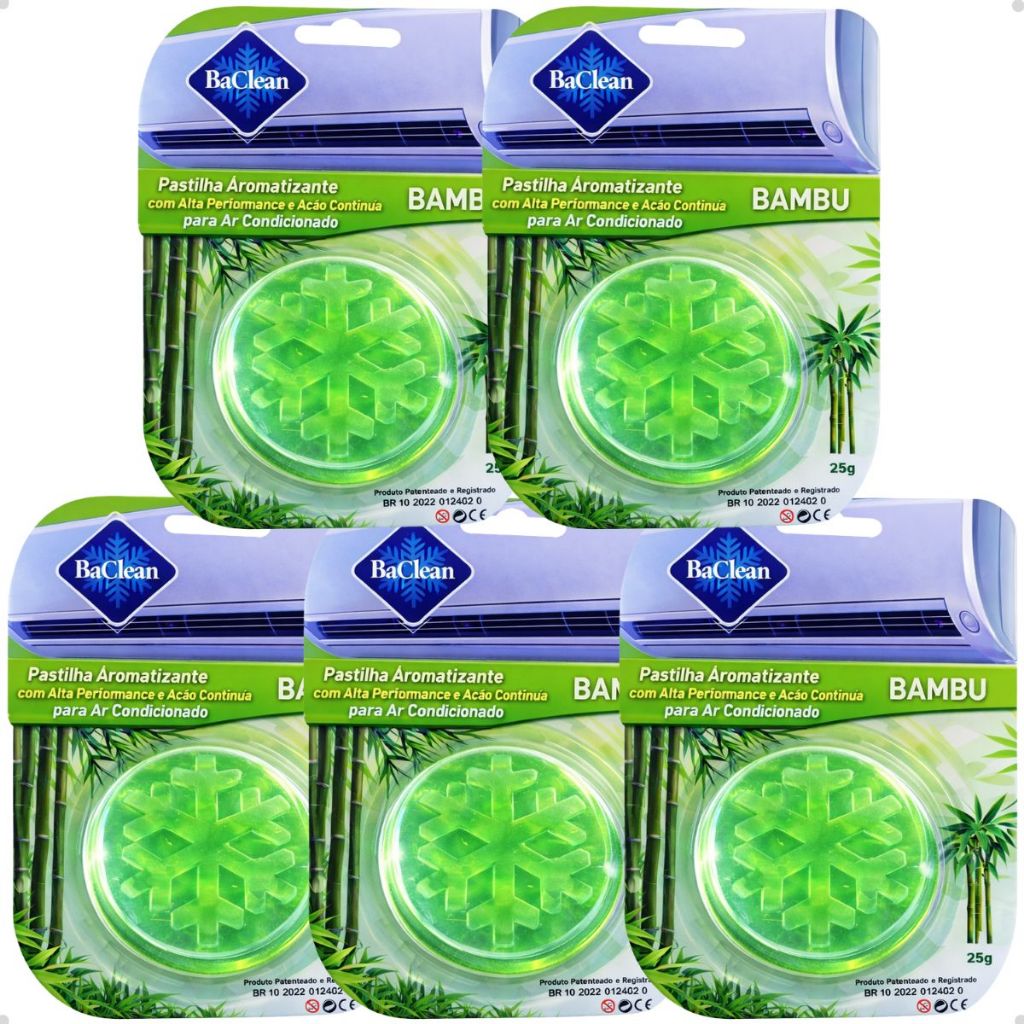 Kit 5 Pastilhas Aromatizantes Ar Condicionado Bambu BaClean