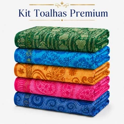 Kit Toalhas de Banho Premium Estampadas 70x1,40m Macias Alta Absorção Cores Sortidas Escolha a Quantidade