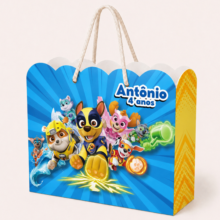 Sacolinha Personalizada Festa Infantil 20x15cm Nuvem Lembrancinha Estilo Patrulha Canina