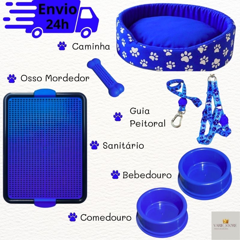 Kit Para Cachorro Caminha Pet Sanitário Comedouro Para Cães Pequeno