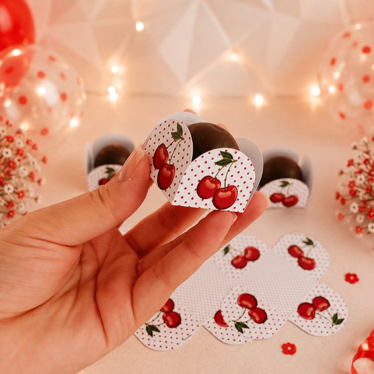 Forminha de Doces Cereja Personalizada /Cerejinha/Lembrancinha de Festa /Aniversário