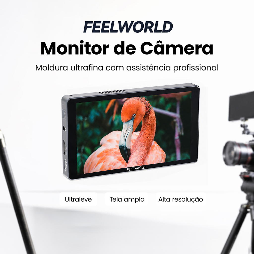 FEELWORLD Monitor de Câmera 6 Polegadas Brilho 1200nit Entrada HDMI 4K para Film
