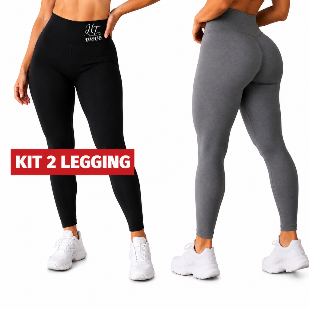 Kit 2 Calça Legging Fitness Feminina Cintura Alta Empina Bumbum Academia Roupas Femininas